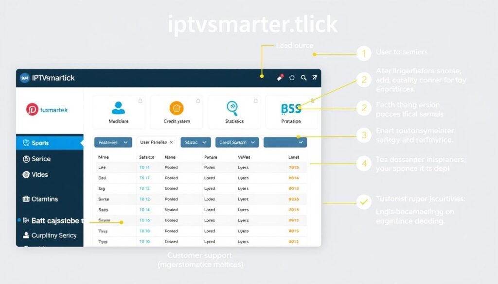 Capture d'écran du panel IPTV de iptvsmarter.click montrant ses fonctionnalités principales Capture d'écran du panel IPTV de iptvsmarter.click montrant ses fonctionnalités principales
