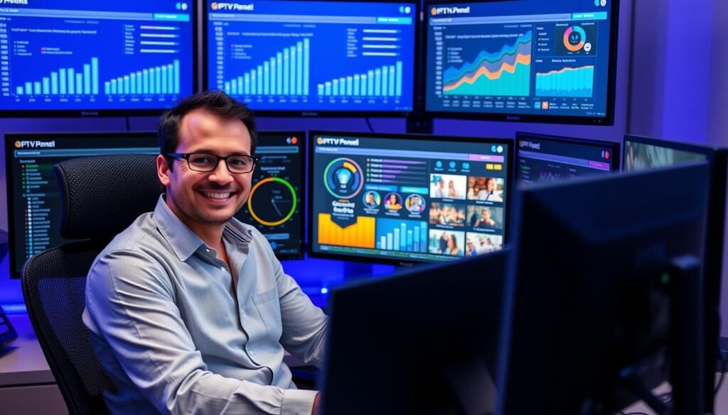 Entrepreneur gérant avec succès son panel IPTV et développant son activité Entrepreneur gérant avec succès son panel IPTV et développant son activité
