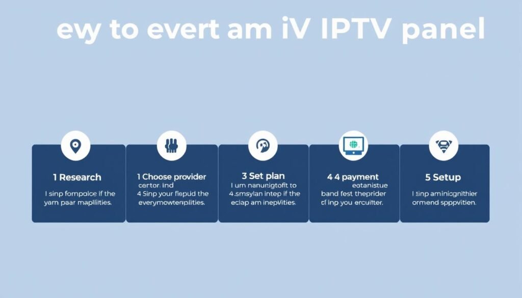 Étapes pour obtenir un panel IPTV illustrées dans un processus séquentiel Étapes pour obtenir un panel IPTV illustrées dans un processus séquentiel